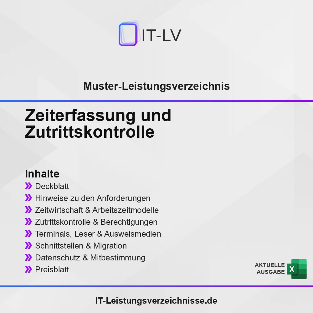 Inhaltsübersicht Muster-LV: Zeiterfassung und Zutrittskontrolle Inhaltsübersicht Muster-LV: Zeiterfassung und Zutrittskontrolle