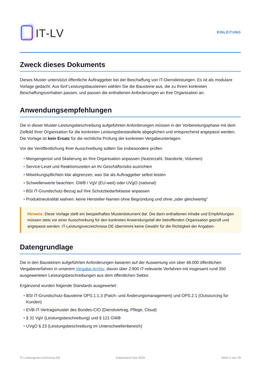 Muster-Leistungsbeschreibung Vorschau Seite 2