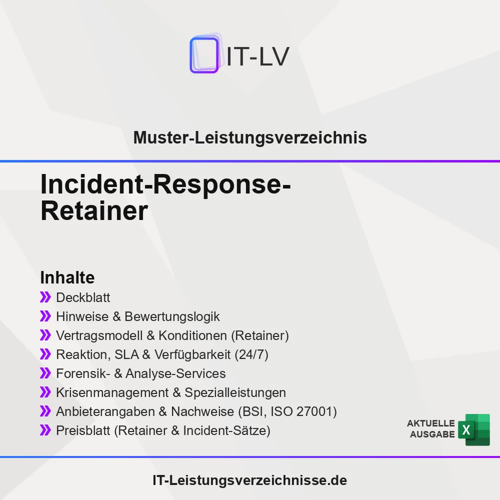 Inhaltsübersicht Muster-LV Incident-Response-Retainer Inhaltsübersicht Muster-LV Incident-Response-Retainer