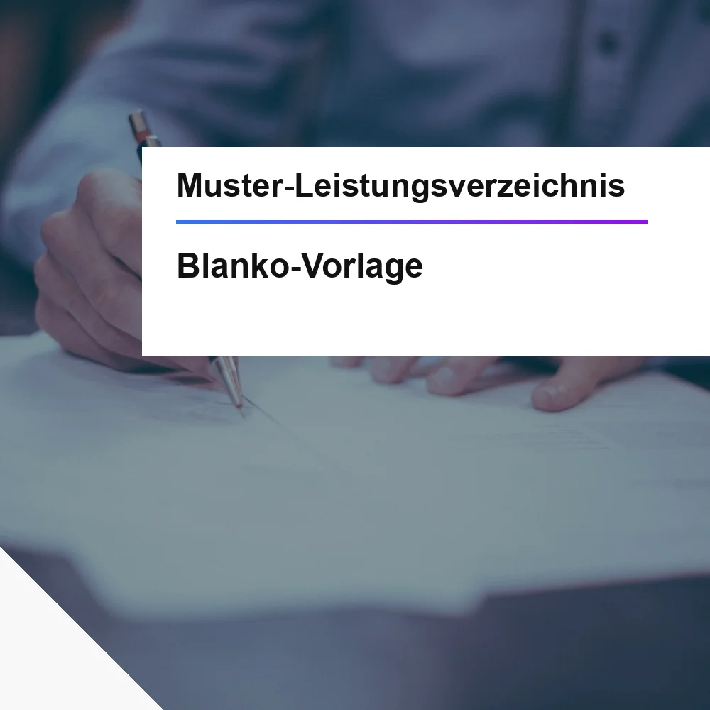 Muster-LV Blanko-Vorlage leeres Leistungsverzeichnis öffentliche Ausschreibung